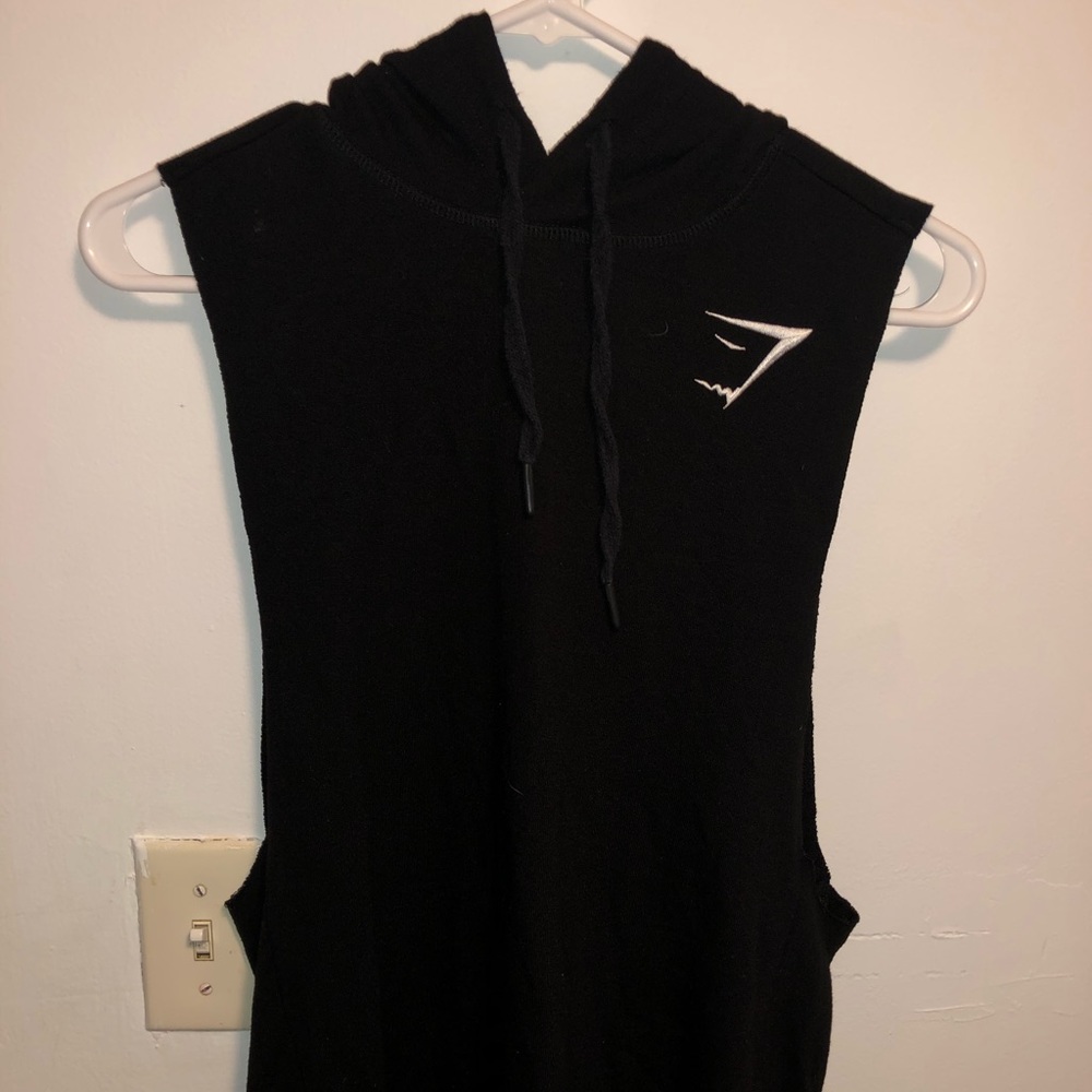 Black Gymshark Cut off Hoodie